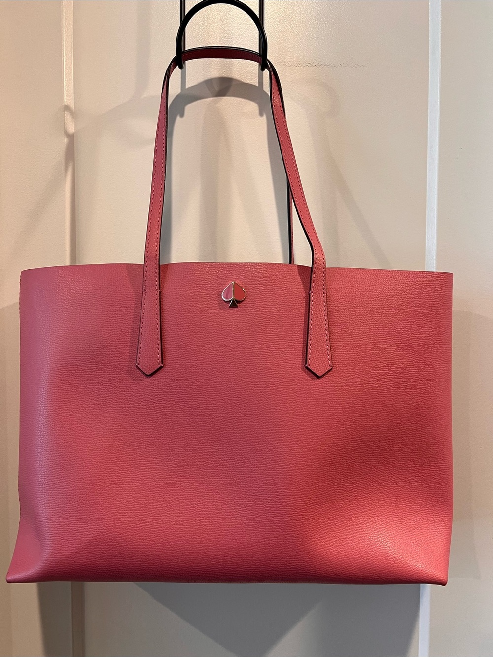 kate spade coral pink leather tote